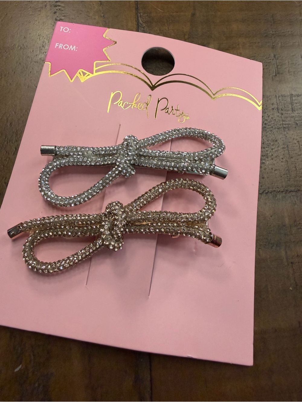 Packed party rhinestone silver and gold bow hair clips new set of 2 hair clip